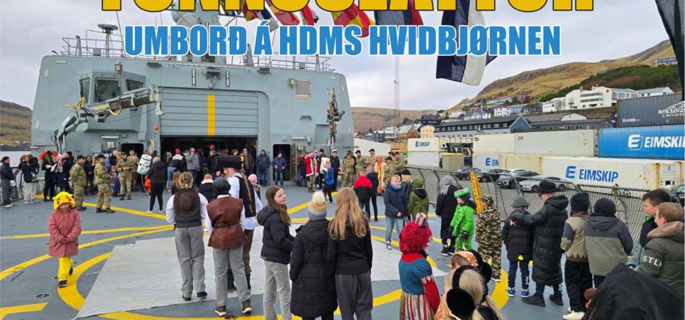 BROYTING: HDMS HVIDBJØRNEN LEGGUR AT Á DRELNESI